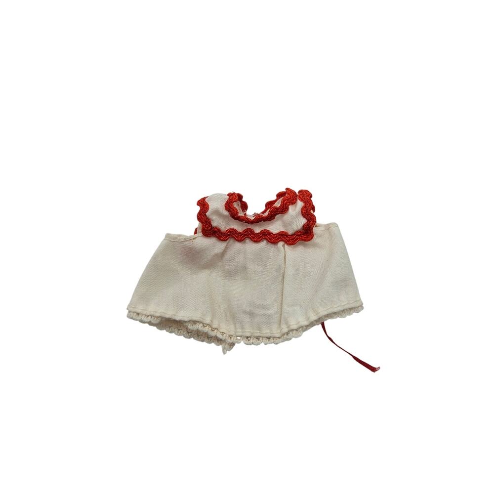 Vintage Doll Peasant Top White Red Ric Rac Lace Fits Barbie Skipper